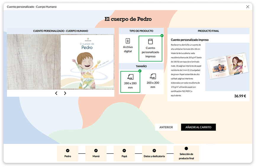 Paso 6 para personalizar un cuento en famibooks.